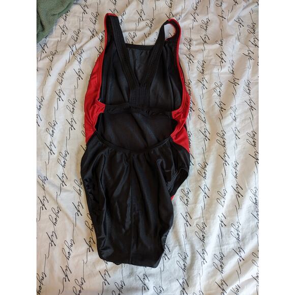 Speedo One Piece Swimsuit Black Red Women's Size 12 - Picture 6 of 8